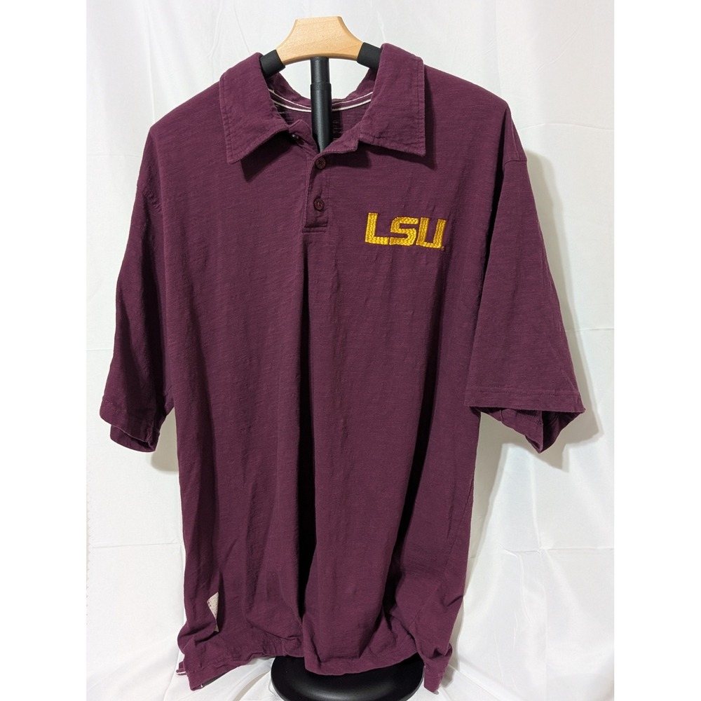 LSU Bayou Bengals Show Your Colors Polo Shirt Mens 2XL Burgundy Slub Cotton Top